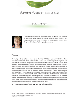Narrative Therapy in Trauma Care_J Bayes_Hospivision
