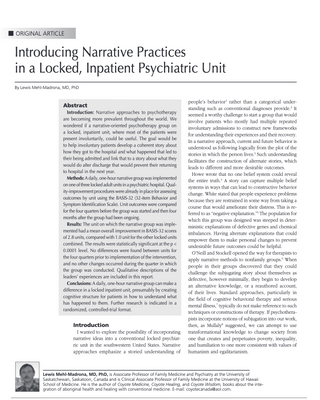 Introducing Narrative Practices in a Locked, Inpatient Psychiatric Unit