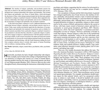 Religion, Spirituality, and Ethics in Psychiatric Practice