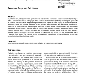 The interface between psychology and spirituality in palliative care