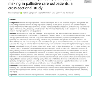 The influence of spirituality on decisionmaking in palliative care outpatients: a cross-sectional study