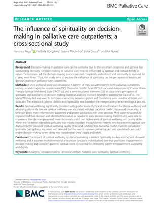 The influence of spirituality on decisionmaking in palliative care outpatients: a cross-sectional study