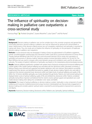 The influence of spirituality on decisionmaking in palliative care outpatients: a cross-sectional study
