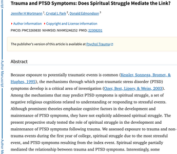 Trauma and PTSD Symptoms: Does Spiritual Struggle Mediate the Link? hospivision