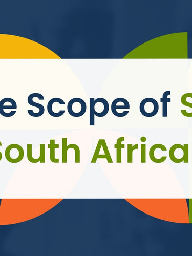 Conference poster titled 'Expanding the Scope of Spiritual Care Research in South African Healthcare' with colorful abstract shapes at the top, event details on a dark blue background, and sponsor logos along the bottom.